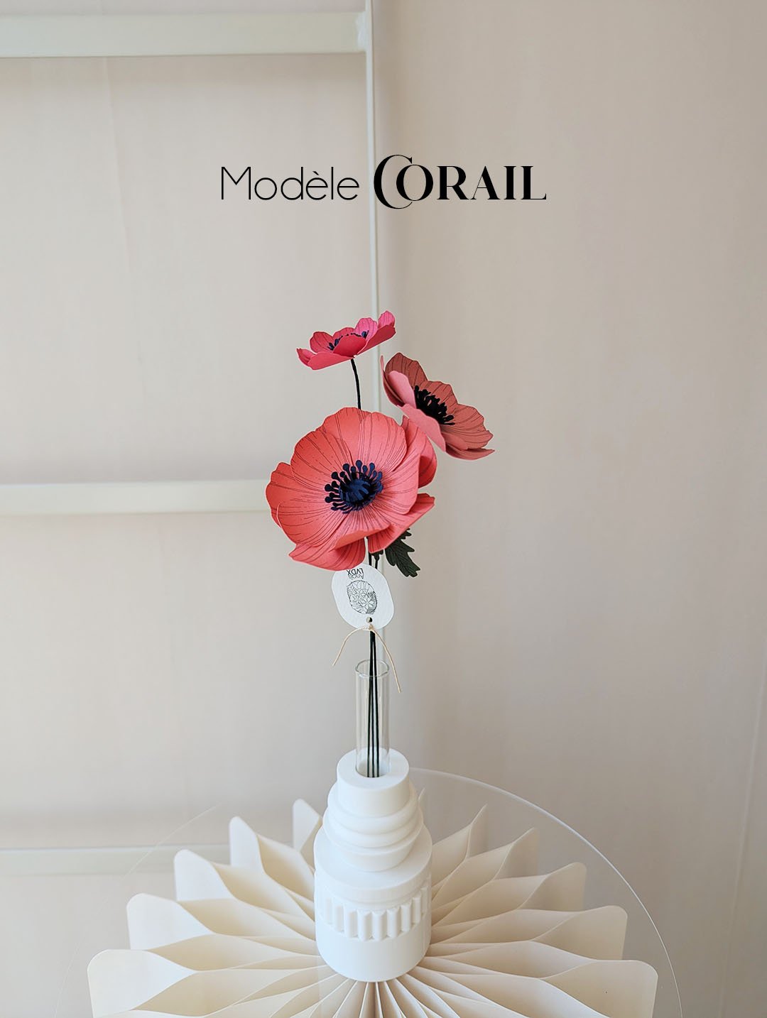 Bouquet papier Anémone corail – délicatesse et élégance en papier fait main.