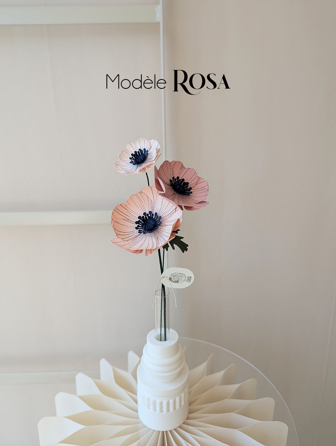 Bouquet papier Anémone rose – délicatesse et élégance en papier fait main.