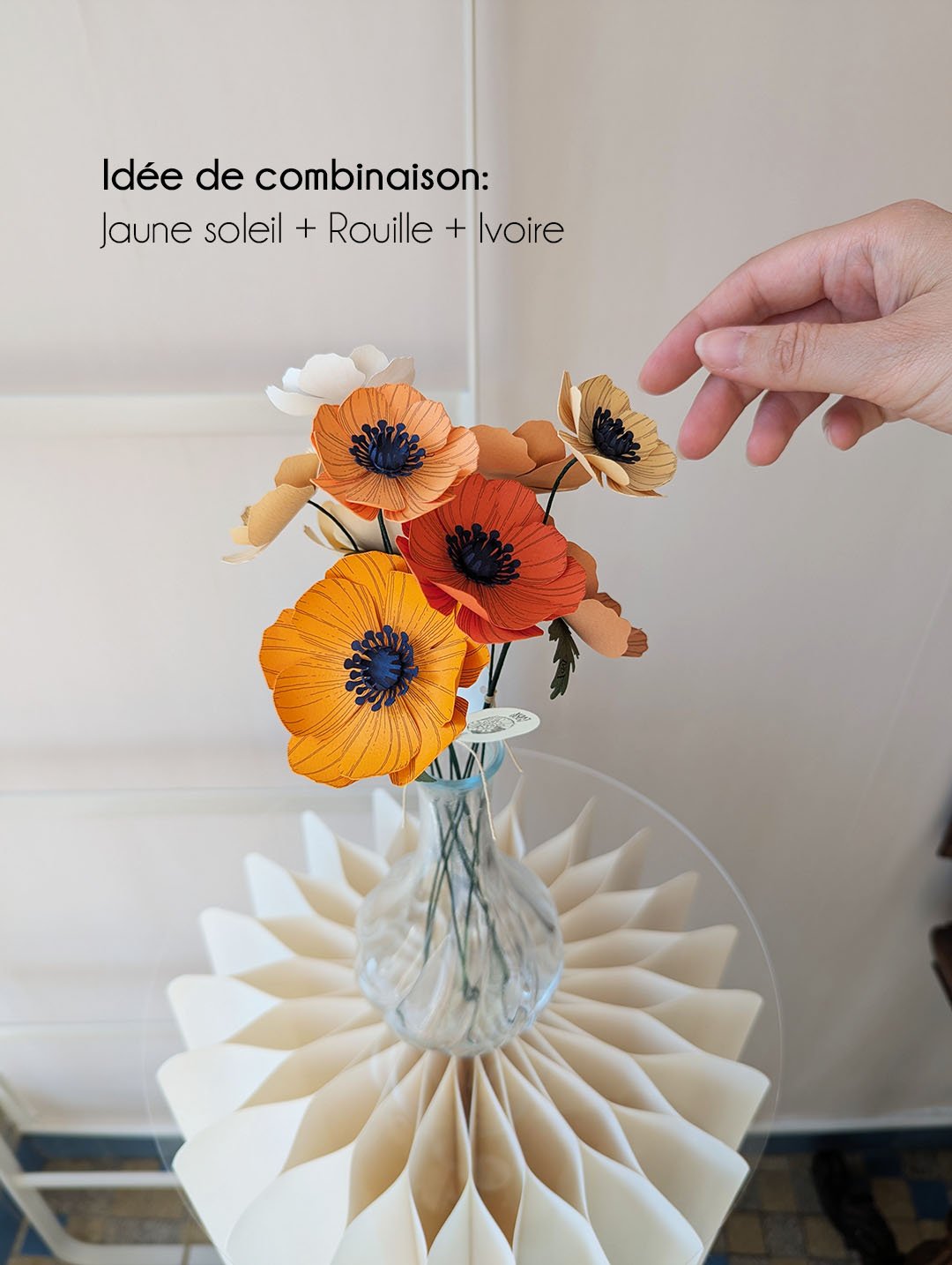 Bouquet papier Anémone combinaison colorée – délicatesse et élégance en papier fait main.