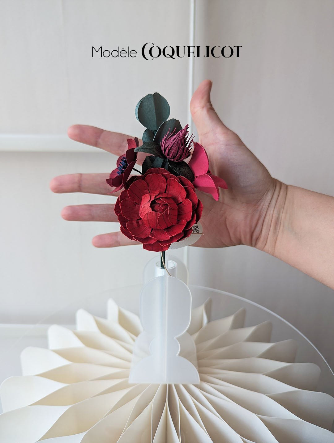 bouquet coloré chloé fleurs en papier dessiné déco artisanale durable anais lvdx rouille coquelicot jaune soleil