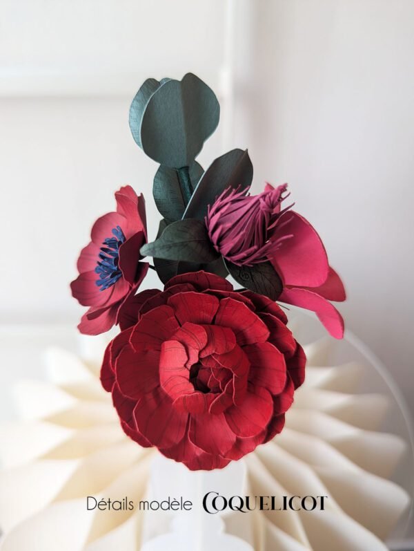 bouquet coloré chloé fleurs en papier dessiné déco artisanale durable anais lvdx rouille coquelicot jaune soleil