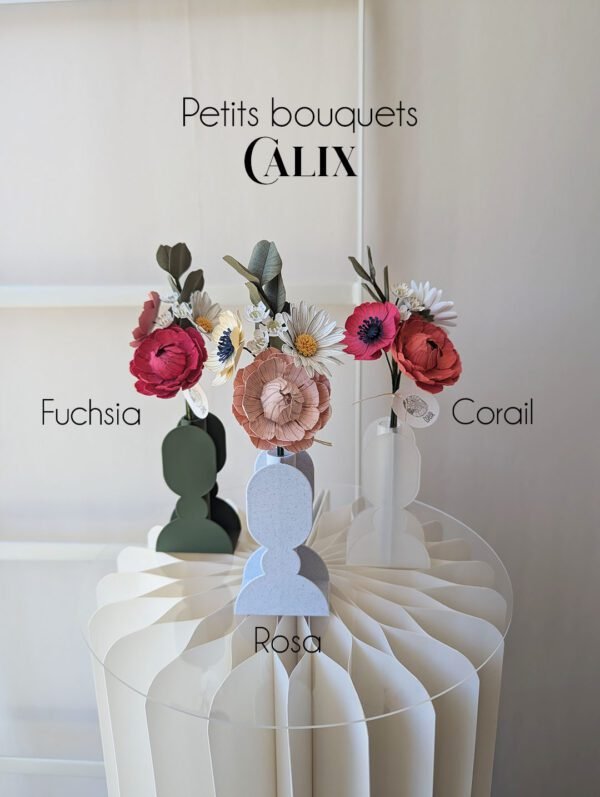 bouquet coloré fleurs en papier dessiné déco artisanale durable anais lvdx rosa fuchsia corail