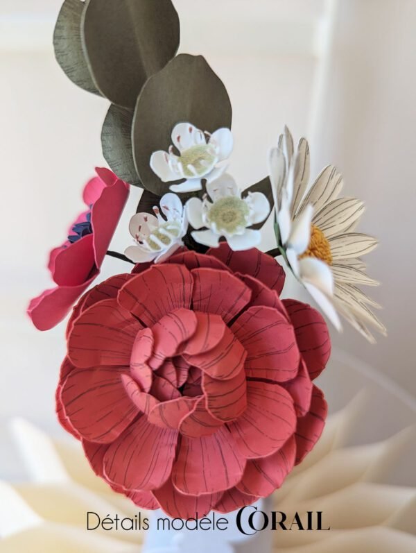 bouquet coloré fleurs en papier dessiné déco artisanale durable anais lvdx rosa fuchsia corail