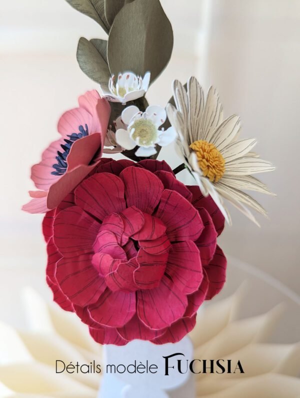 bouquet coloré fleurs en papier dessiné déco artisanale durable anais lvdx rosa fuchsia corail