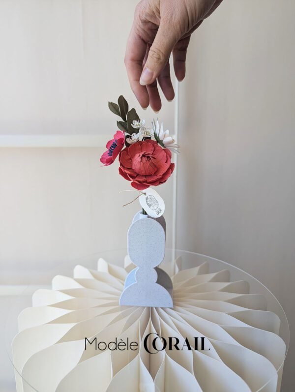 bouquet coloré fleurs en papier dessiné déco artisanale durable anais lvdx rosa fuchsia corail