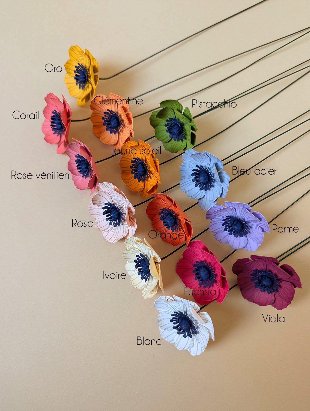 fleurs en papier décoration artisanale durable rikiki anémone