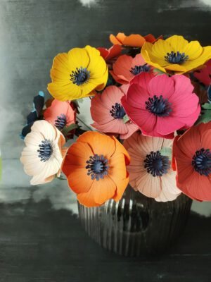 Petite anémones en papier dessiné fabriquées artisanalement en Bretagne