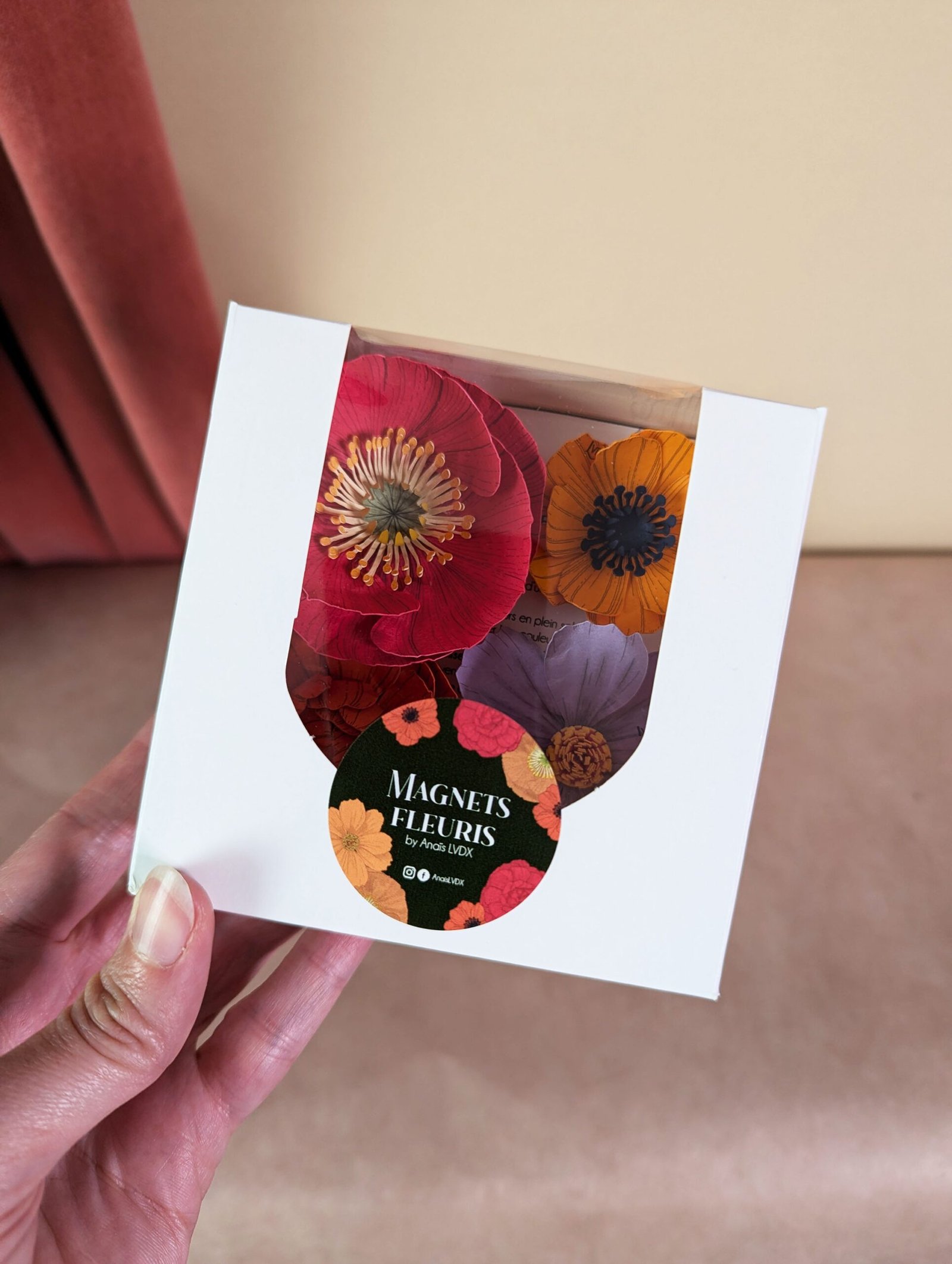 coffret magnets fleuris fleurs murales en papier décoration artisanale durable