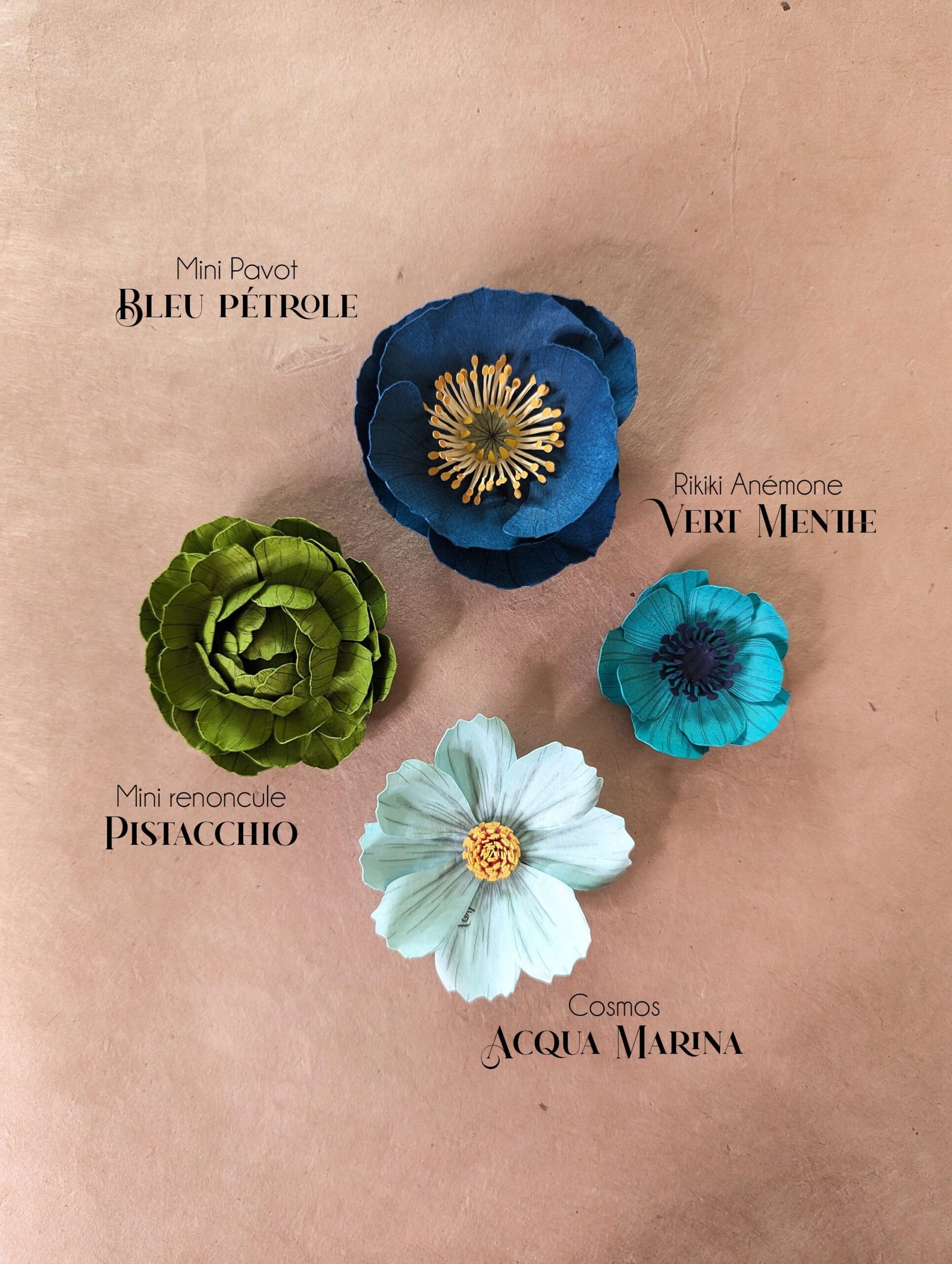 coffret magnets fleuris fleurs murales en papier décoration artisanale durable