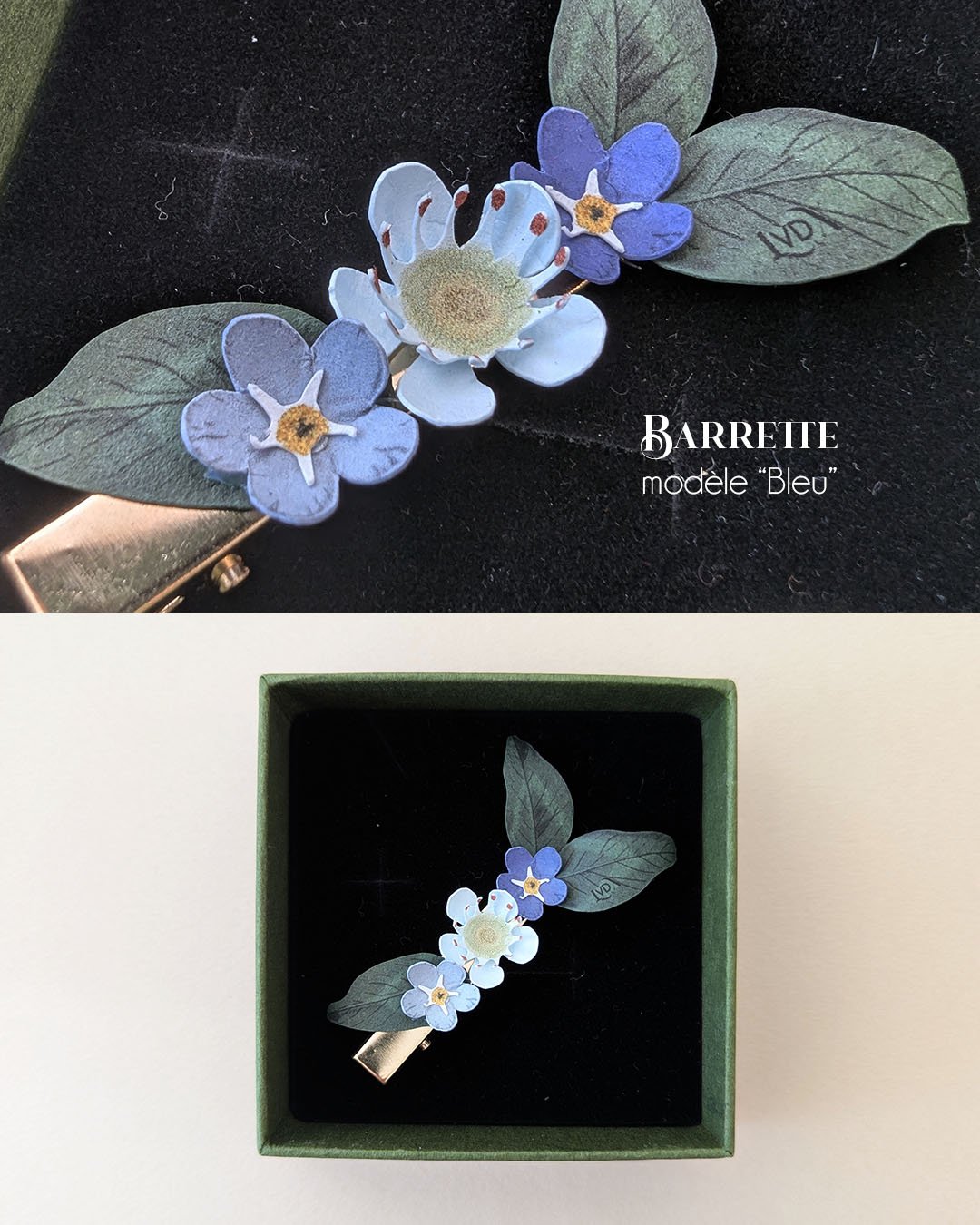 barrette-fleurie-accessoire-coiffure-cheveux-mariage-baptême-communion-or-fleur-papier-anaislvdx-creation-horticulture-france-artisanal