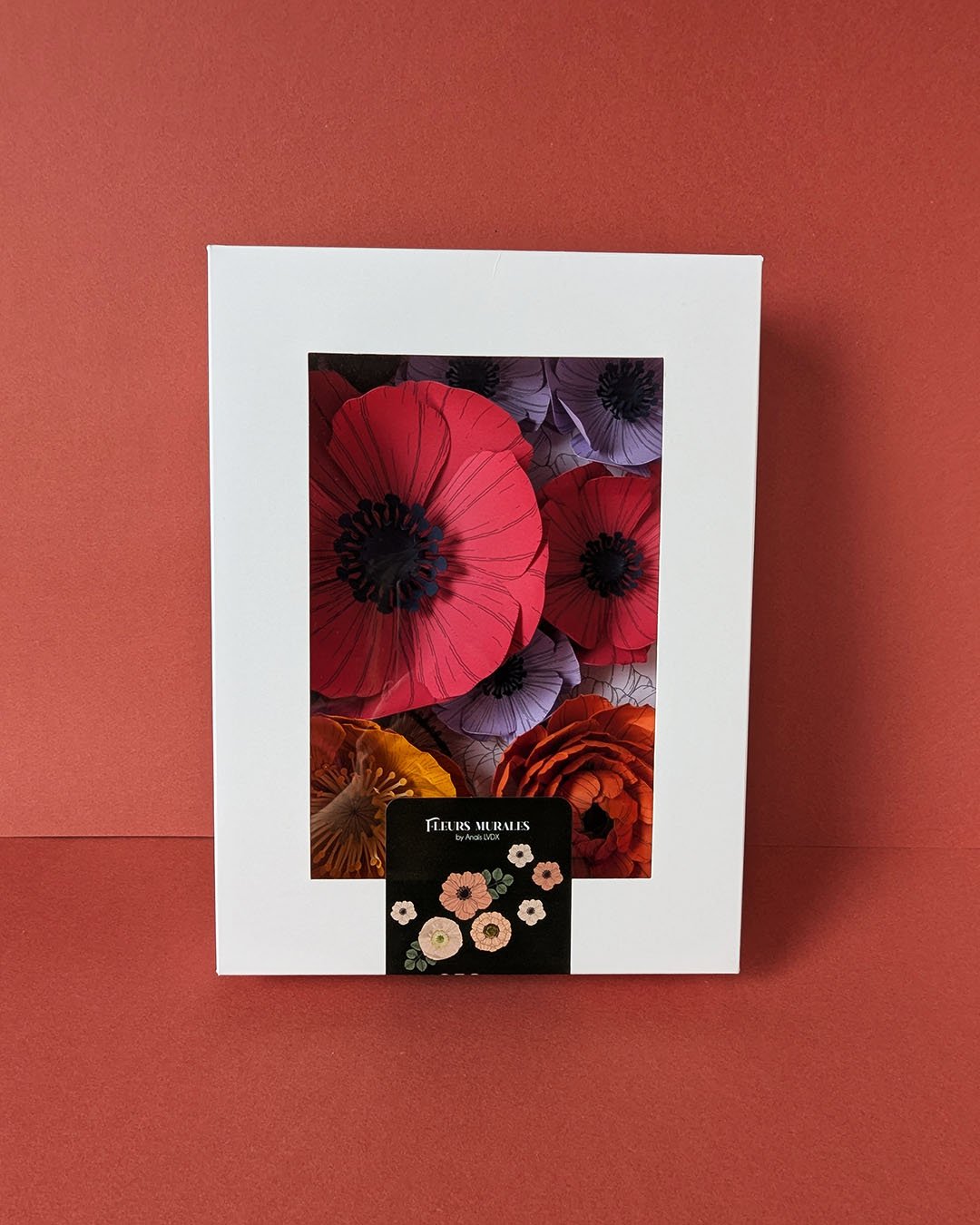 Coffret cadeau de fleurs murales aimantées colorées – vue de face