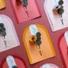 Cartes fleuries en papier Merci Fleuri, collection Éclore, disponibles en trois coloris, fabriquées à la main par Anaïs LVDX en Bretagne
